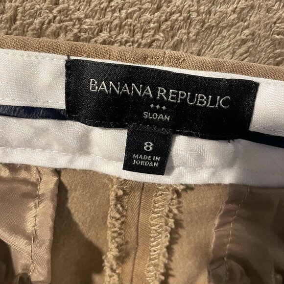 Banana Republic Pants Womens 8 Sloan Tan Tapered Ankle Casual Mid Rise Work - Picture 2 of 7
